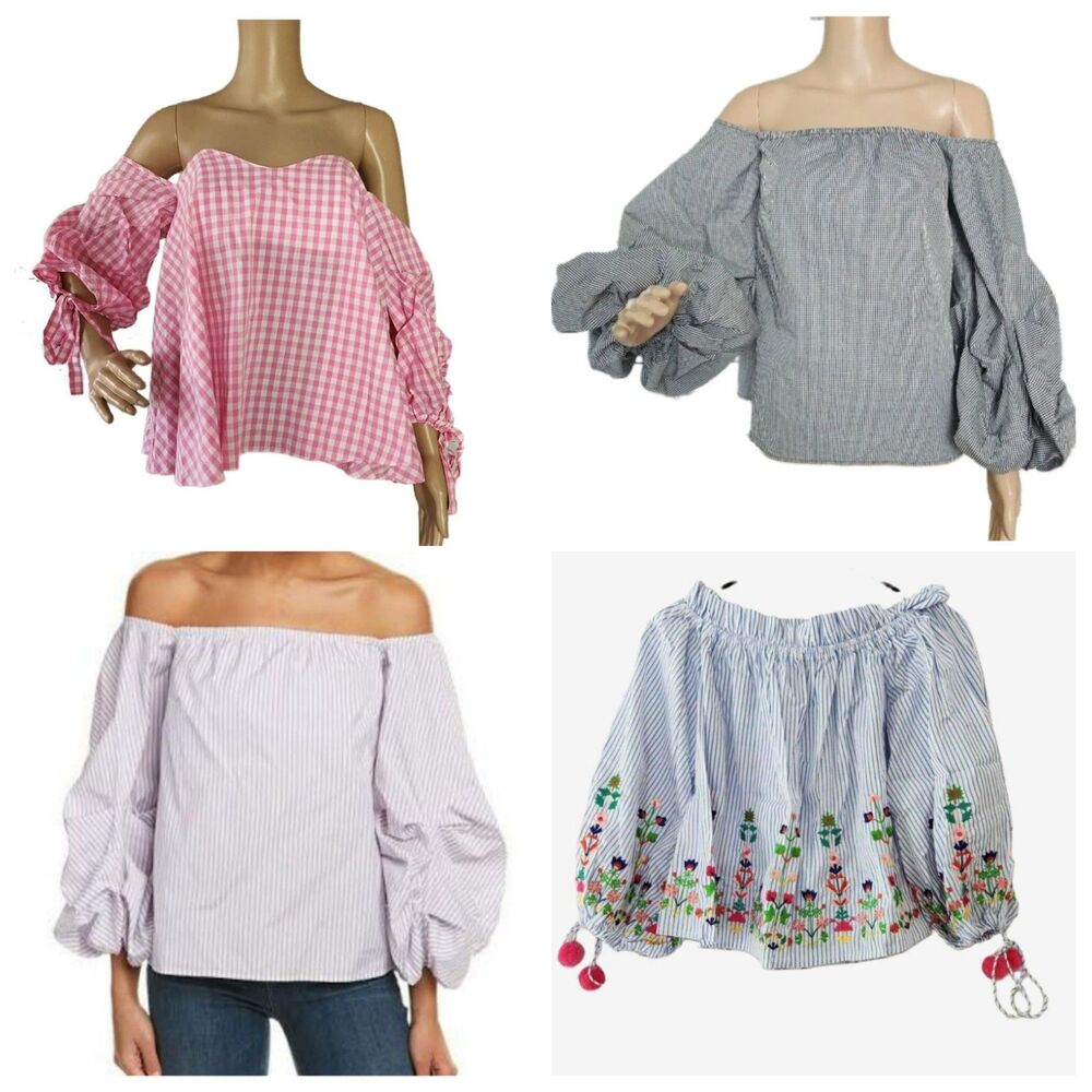 NWT 4-Piece Statement Blouse Bundle Do+Be, Petersyn, Aqua - XS Gingham & Stripes